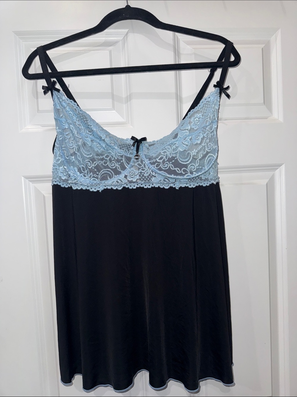 Black Chemise with Light Blue Lace Bust - Women Intimates